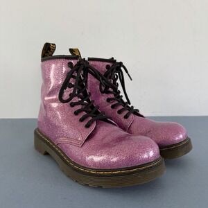 Dr. Martens 1460 8-Eye Pink Glitter Boots Lace Up Combat Shoes